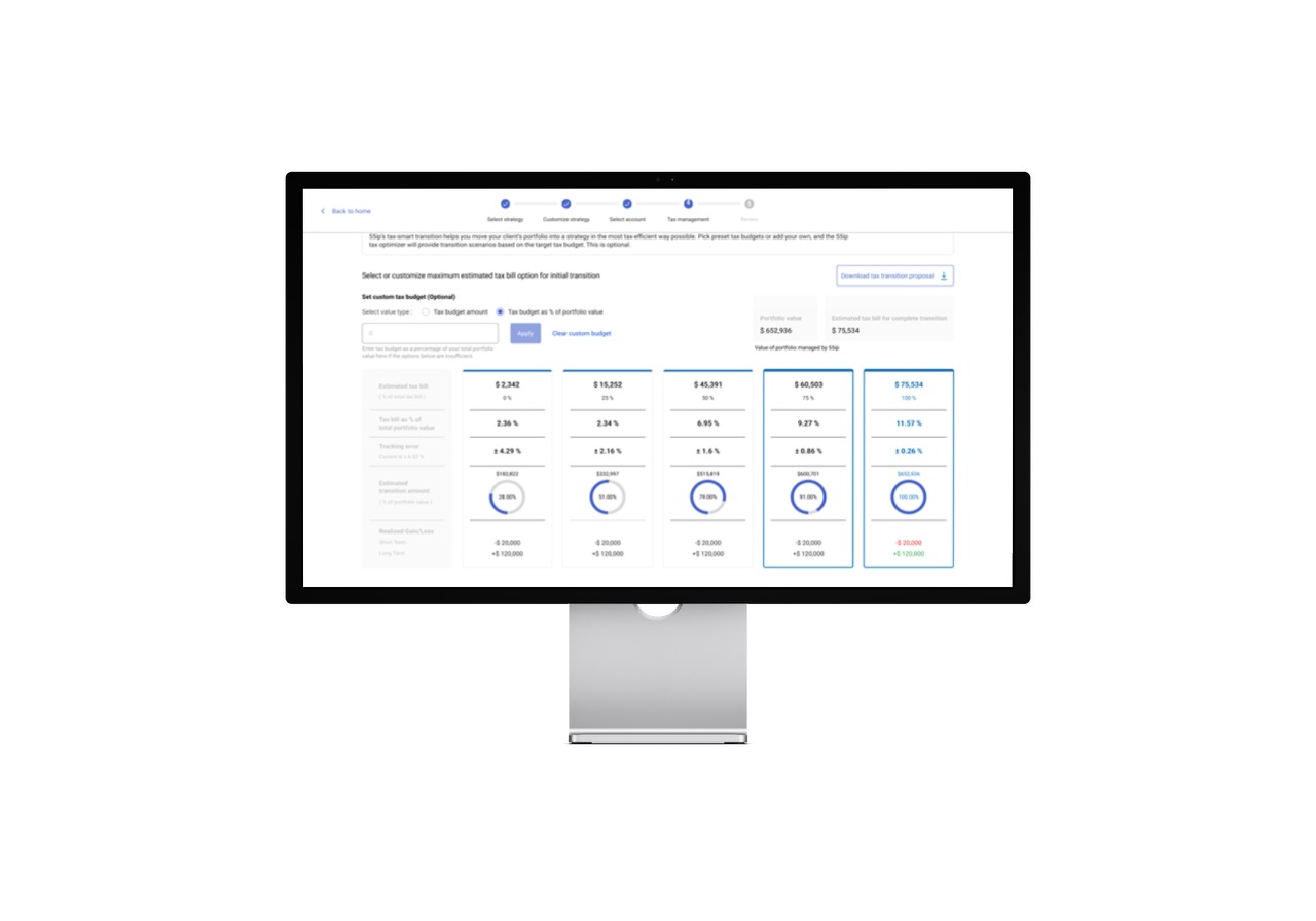 Tax Transition Screen